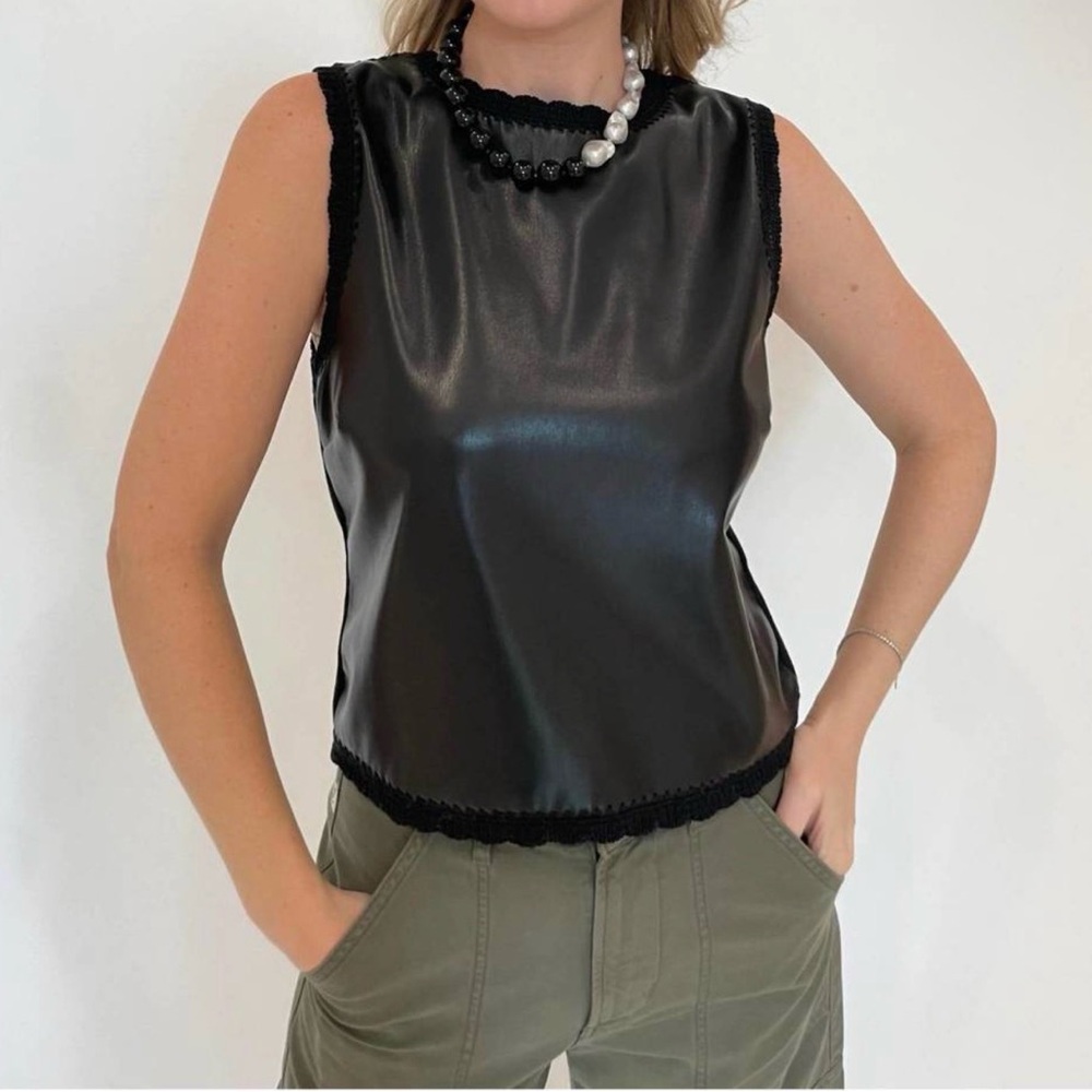 MELISSA NEPTON cece vegan leather sleeveless top in black small‎